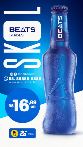 STORY SKOL BEATS SENSES DISTRIBUIDORA DE BEBIDAS SOCIAL MEDIA PSD EDITÁVEL