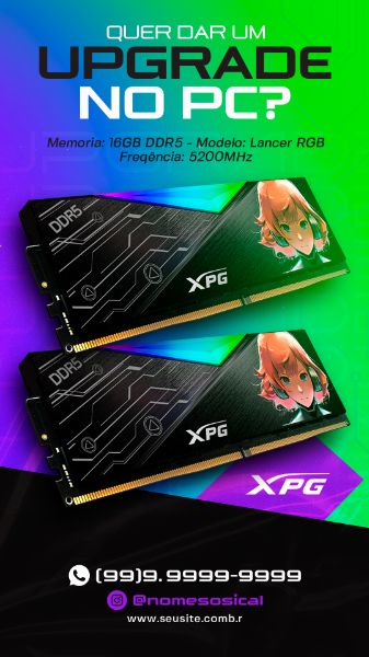 STORY SOCIAL MEDIA FEED QUER DAR UM UPGRADE NO PC MEMORIA DDR5 XPG PSD EDITÁVEL