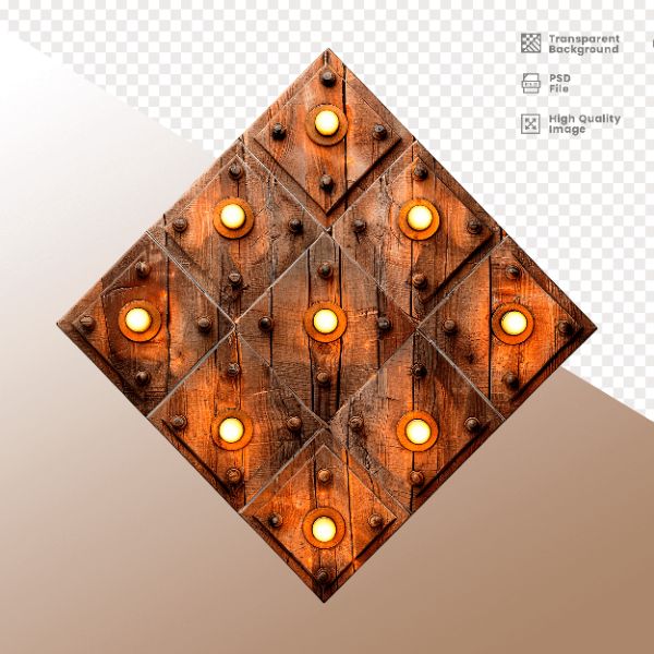 LOSANGO DE MADEIRA COM LUZ - ELEMENTO 3D PARA COMPOSIÇÃO