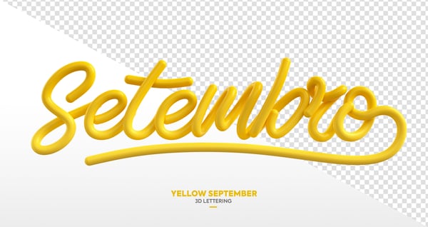 Setembro Amarelo 3D Lettering Isolado