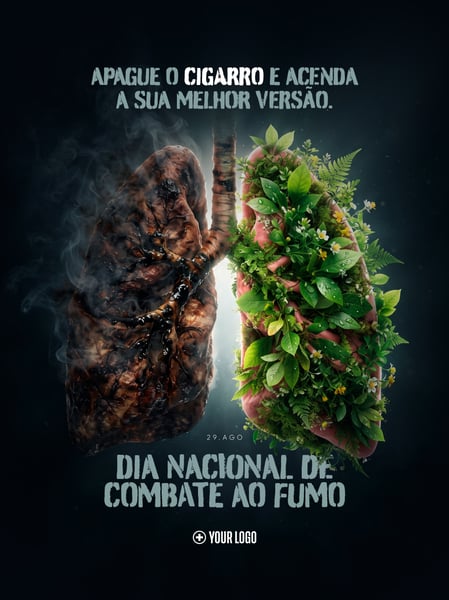 COMBATE AO FUMO DIA NACIONAL CIGARRO SOCIAL MEDIA FLYER PSD EDITÁVEL