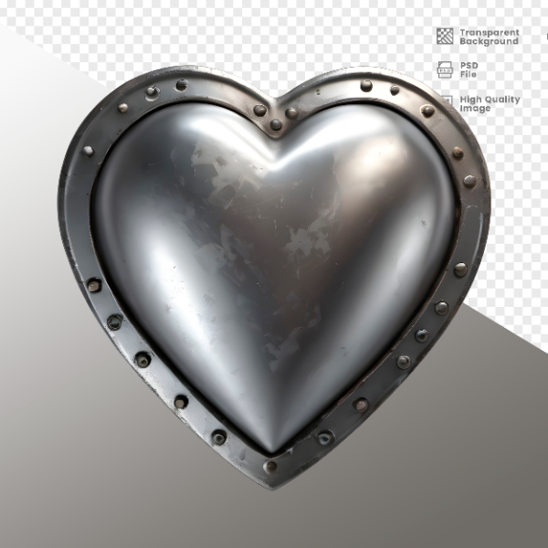 CORAÇÃO FERRO E MADEIRA  ELEMENTO 3D PARA COMPOSIÇÃO - HEART