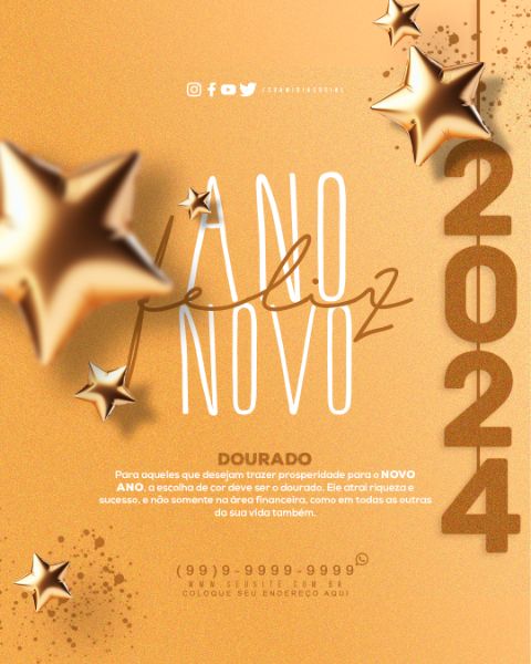 FELIZ ANO NOVO 2024 DOURADO FEED