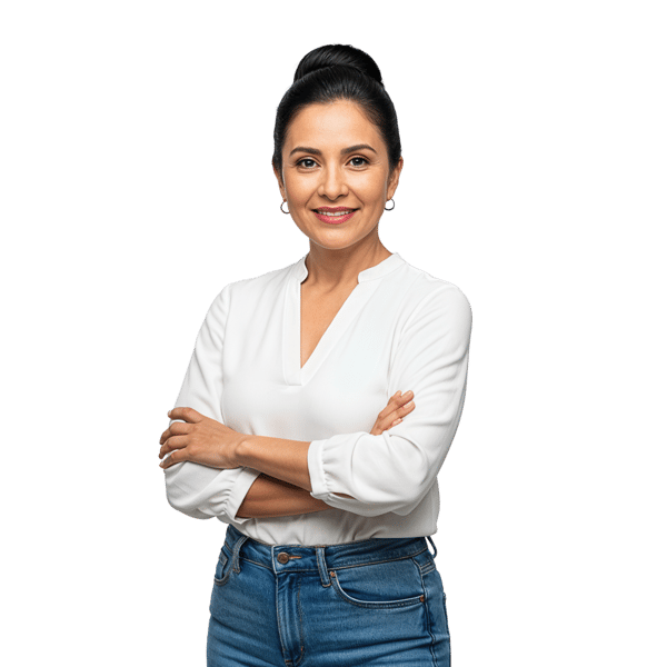 MULHER SORRINDO COM POSTURA CONFIANTE 1