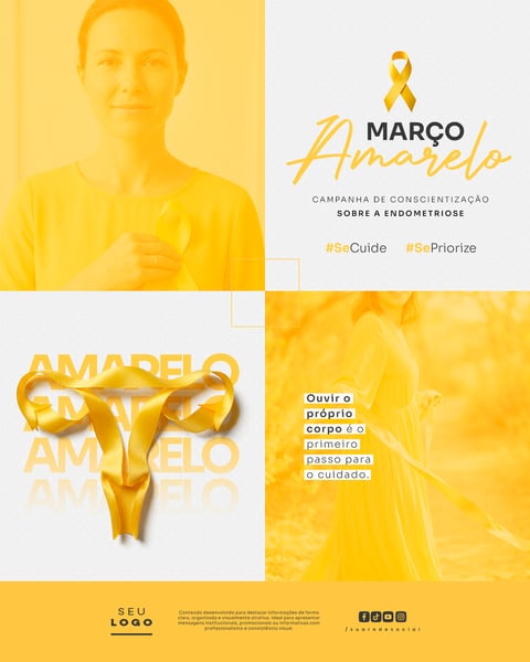 MARÇO AMARELO CAMPANHA DE CONSCIENTIZAÇÃO SOBRE A ENDOMETRIOSE SOCIAL MEDIA PSD EDITÁVEL 4