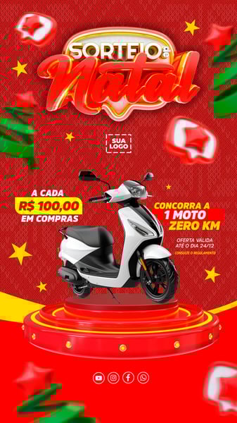 SORTEIO DE NATAL REDES SOCIAIS EDITÁVEL STORIES