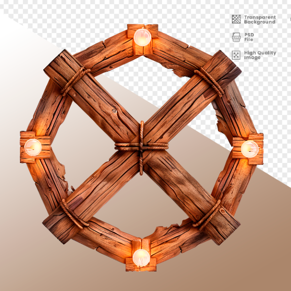 CÍRCULO DE MADEIRA COM LUZ - ELEMENTO 3D PARA COMPOSIÇÃO - WOOD