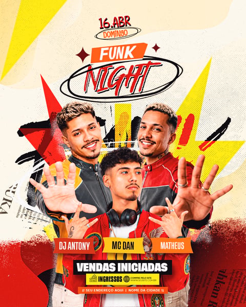 FLYER ARTISTAS E EVENTOS FUNK NIGHT
