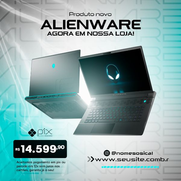 SOCIAL MEDIA NOTEBOOK GAMER ALIENWARE PSD EDITÁVEL
