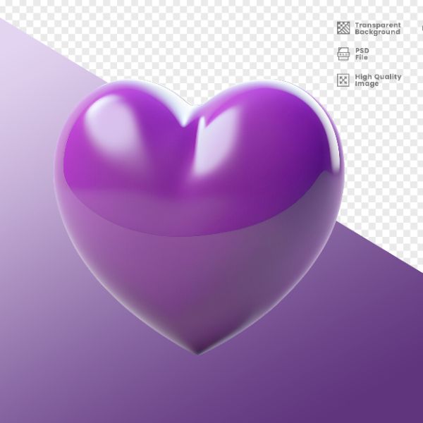 ELEMENTO PARA COMPOSIÇÃO DE CORAÇÃO 3D ROXO