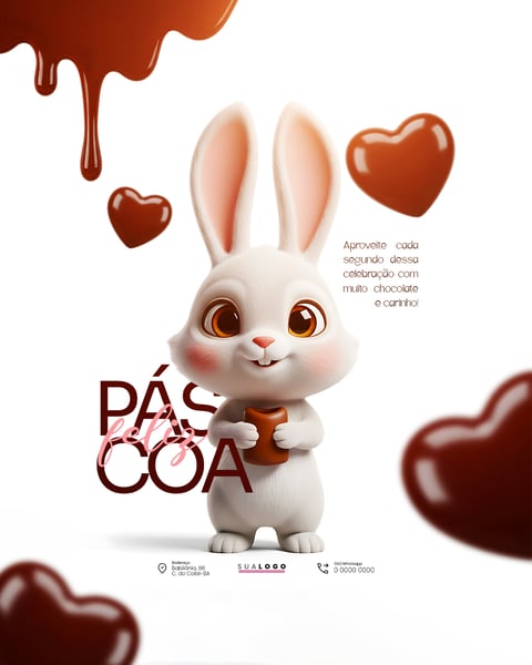 FELIZ PÁSCOA COELHINHO TEMPLATE PSD EDITÁVEL 3