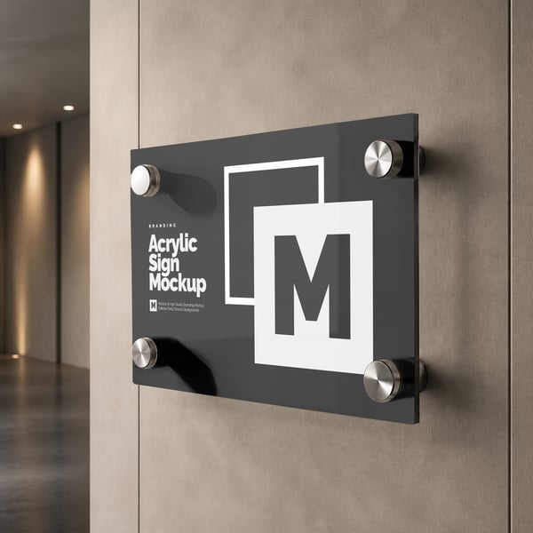 PLACA DE ACRÍLICO PSD EDITÁVEL MOCKUP