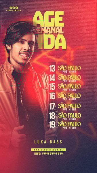 FLYER ARTISTA AGENDA DE SHOWS HOJE STORIES