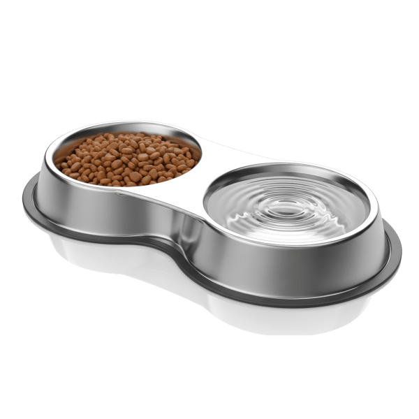 COMEDOURO DUPLO EM INOX PARA PETS
