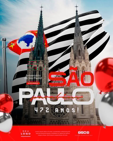 ANIVERSÁRIO SÃO PAULO 25 DE JANEIRO 472 ANOS SOCIAL MEDIA PSD EDITÁVEL 6