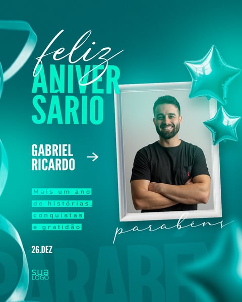 FLYER DE REDE SOCIAIS DE FELIZ ANIVERSÁRIO PSD FEED