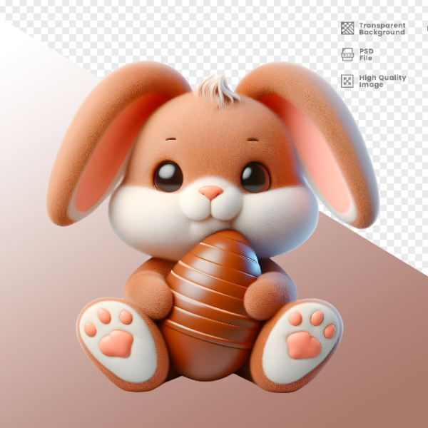 COELHO DA PÁSCOA  ELEMENTO 3D PARA COMPOSIÇÃO - COELHO COM CHOCOLATE