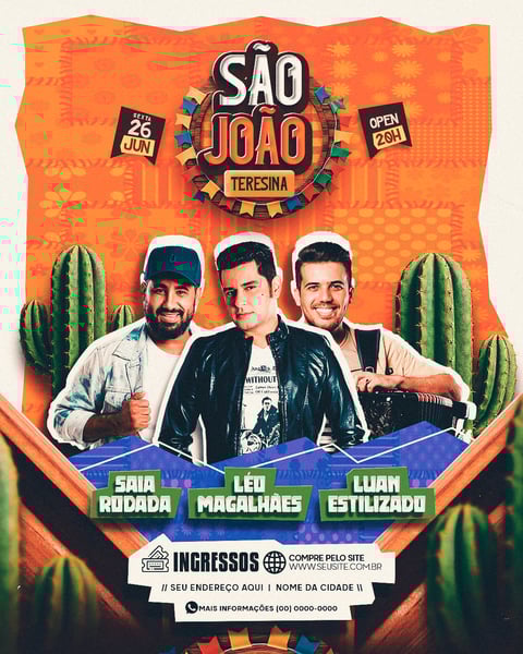 FLYER ARTISTAS E EVENTOS, SÃO JOÃO, FESTA JUNINA