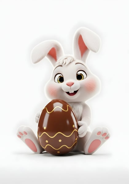 COELHINHO DA PÁSCOA BRANCO SEGURANDO UM OVO DE CHOCOLATE 08