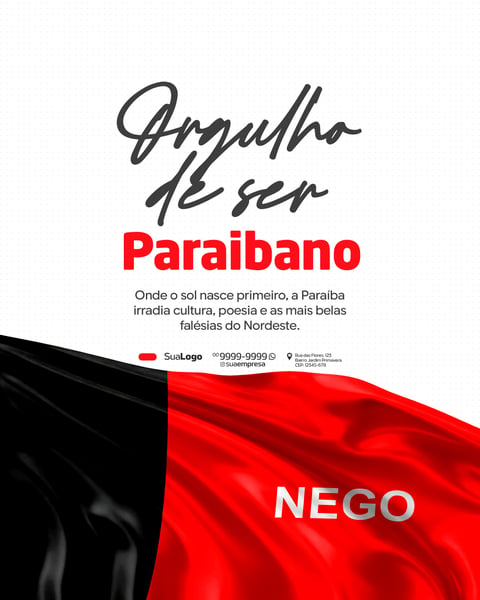 ORGULHO DE SER PARAIBANO SOCIAL MEDIA PSD EDITÁVEL