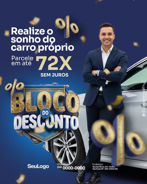 Bloco do Desconto 72x Sem Juros Carros Promoção PSD Editável
