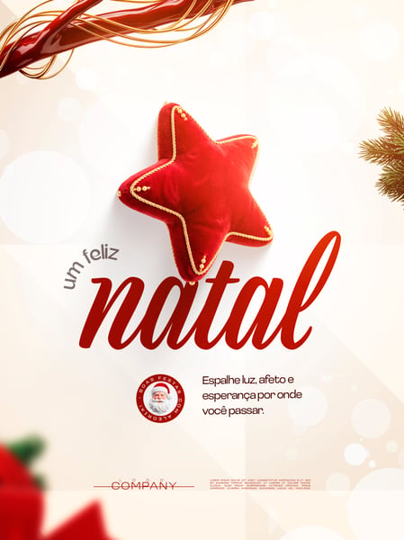 FELIZ NATAL ESTRELA VERMELHA SOCIAL MEDIA FLYER PSD EDITÁVEL