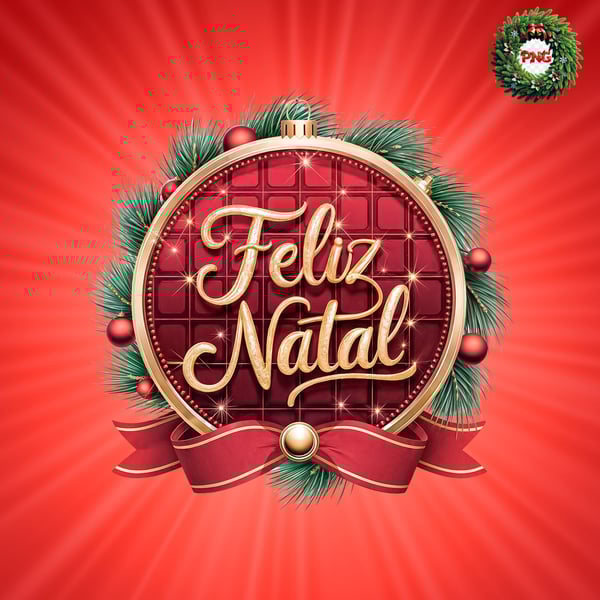 HQJ SELO VERMELHO FELIZ NATAL 3D PSD EDITÁVEL