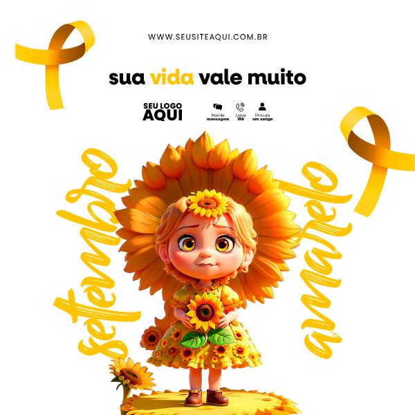 FEED QUADRADO - SETEMBRO AMARELO | SOCIAL MEDIA - PSD EDITÁVEL