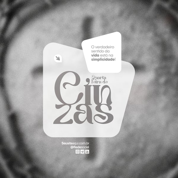 QUARTA-FEIRA DE CINZAS QUARESMA CRISTÃO CATÓLICO SOCIAL MEDIA PSD EDITÁVEL