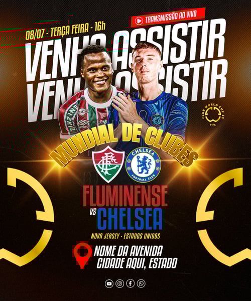 FLYER ESPORTIVO FUTEBOL FLUMINENSE vs CHELSEA MUNDIAL DE CLUBES