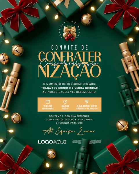 CONVITE DE FESTA CORPORATIVA DE NATAL SOCIAL MEDIA FLYER PSD EDITÁVEL