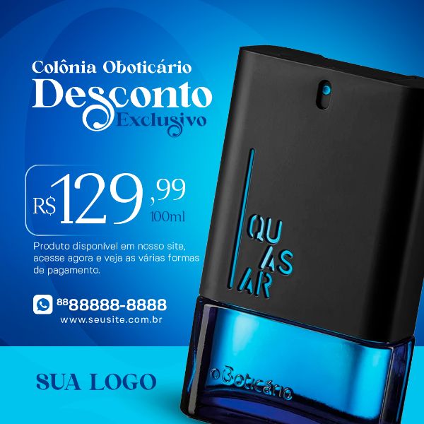 COLÔNIA QUASAR EM PROMOÇÃO LOJA DE PERFUMARIA SOCIAL MEDIA PSD