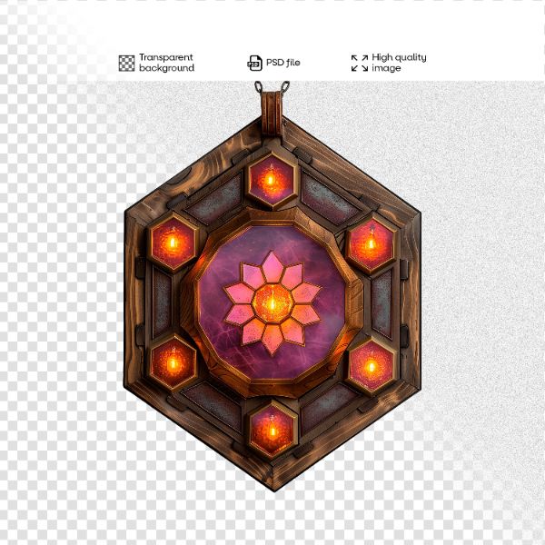 ELEMENTO DE MADEIRA COM LUZES | 3D | PARA COMPOSIÇÃO | IMAGEM SEM FUNDO