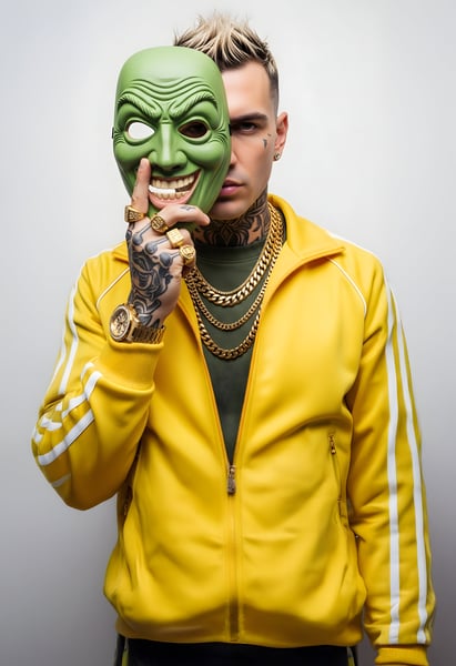 CANTOR DE FUNK USANDO MOLETOM AMARELO COM A MÁSCARA VERDE 02