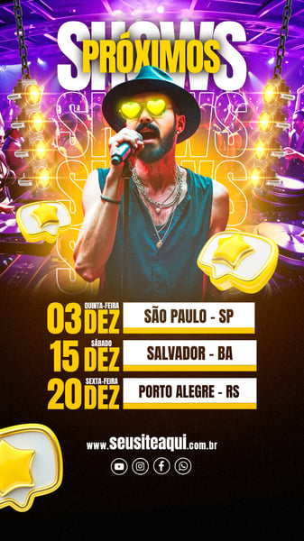 FLYER EVENTO PROXIMOS SHOWS MÚSICA