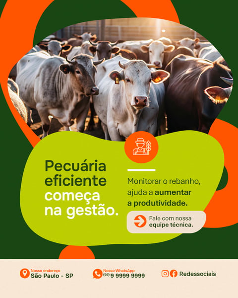 AGROPECUÁRIA PECUÁRIA EFICIENTE SOCIAL MEDIA PSD EDITÁVEL