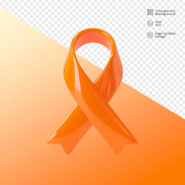ELEMENTO 3D PARA COMPOSIÇÃO FITA LARANJA LUTA CONTRA O CÂNCER