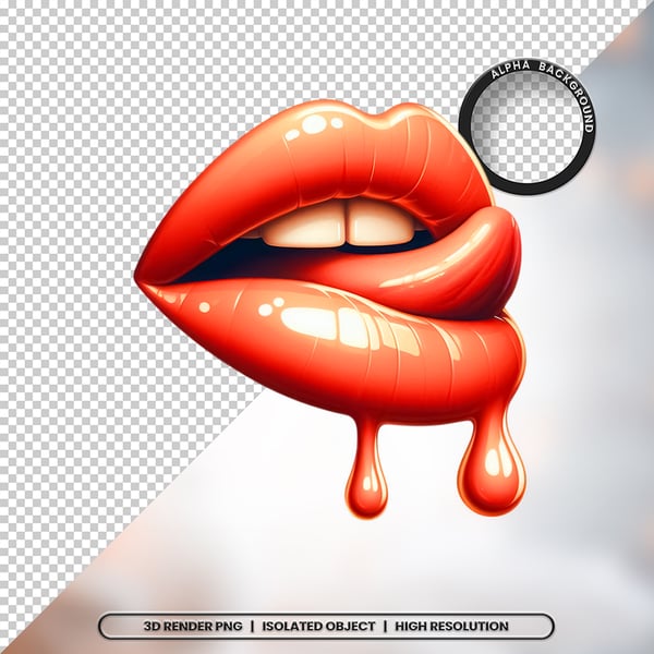 3D RENDER BOCA LÍNGUA LEITE ELEMENTO ÍCONE PSD PNG