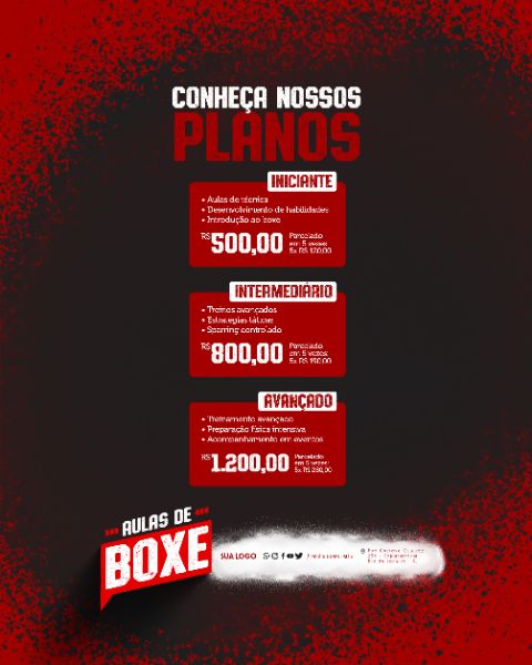 SOCIAL MEDIA - AULAS DE BOXE - NOSSOS PLANOS