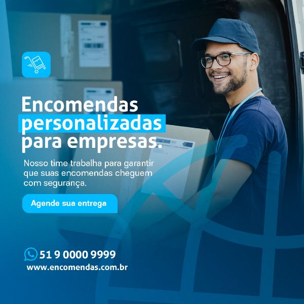 ENCOMENDA PERSONALIZADA SOCIAL MEDIA TRANSPORTADORA PSD EDITÁVEL