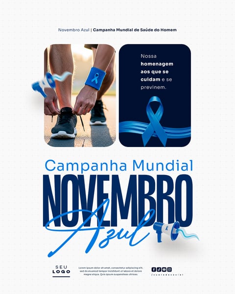 NOVEMBRO AZUL MÊS DE COMBATE AO CÂNCER DE PRÓSTATA CAMPANHA MUNDIAL DE SAÚDE SOCIAL MEDIA PSD EDITÁVEL 5