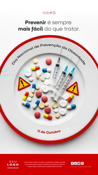 DIA NACIONAL DE PREVENÇÃO DA OBESIDADE 11 DE OUTUBRO STORY SOCIAL MEDIA PSD EDITÁVEL 5