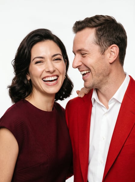 Casal de namorados feliz trocando sorrisos 03