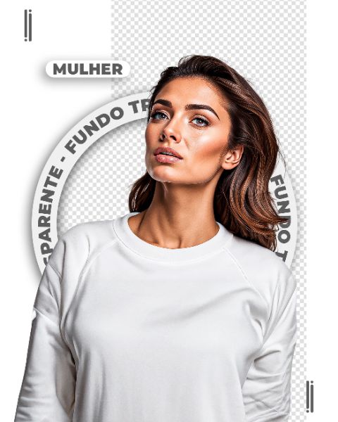 MULHER COM MOLETON BRANCO | IMAGEM SEM FUNDO | PSD EDITÁVEL