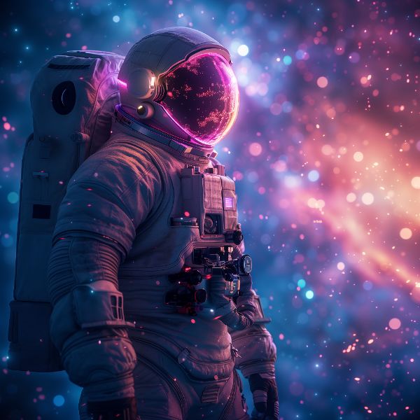 ASTRONAUTA NA ESPAÇO | COM LUZES NEON | FAÍSCAS | IMAGEM BACKGROUND