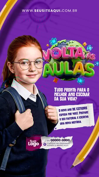 STORY ESCOLA VOLTA AS AULAS SOCIAL MEDIA PSD EDITÁVEL 01