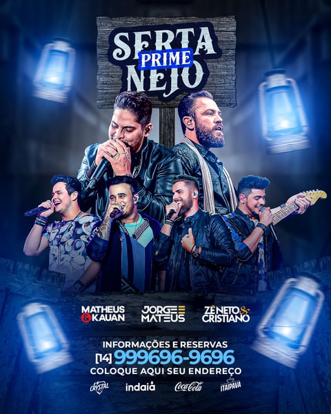 FLYER SETANEJO PRIME - MATHEUS E KAUAN, JORGE E MATEUS, ZÉ NETO E CRISTIANO