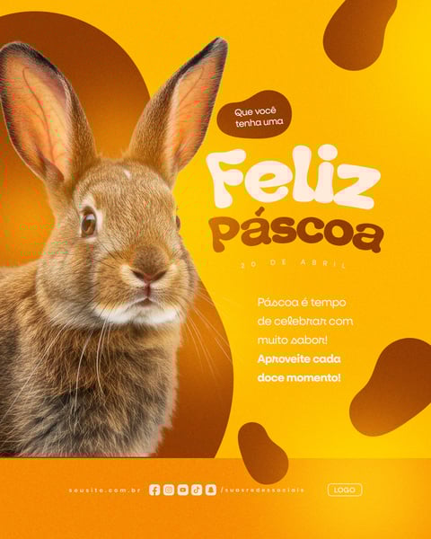 FELIZ PÁSCOA 20 DE ABRIL SOCIAL MEDIA EDITÁVEL