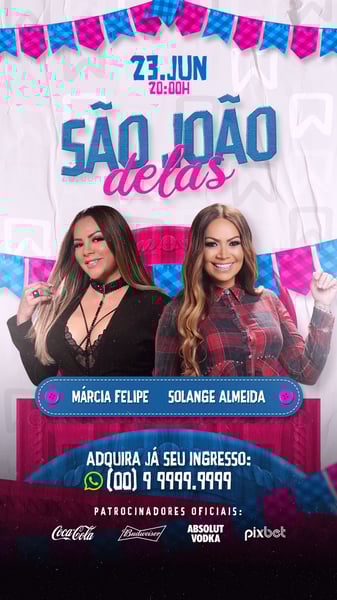 FLYER DE SÃO JOÃO PSD EDITÁVEL STORIES SÃO JOÃO DELAS