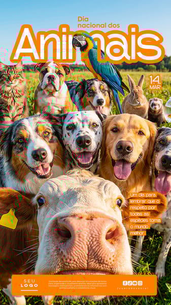 DIA NACIONAL DOS ANIMAIS 14 DE MARÇO STORY SOCIAL MEDIA PSD EDITÁVEL 4